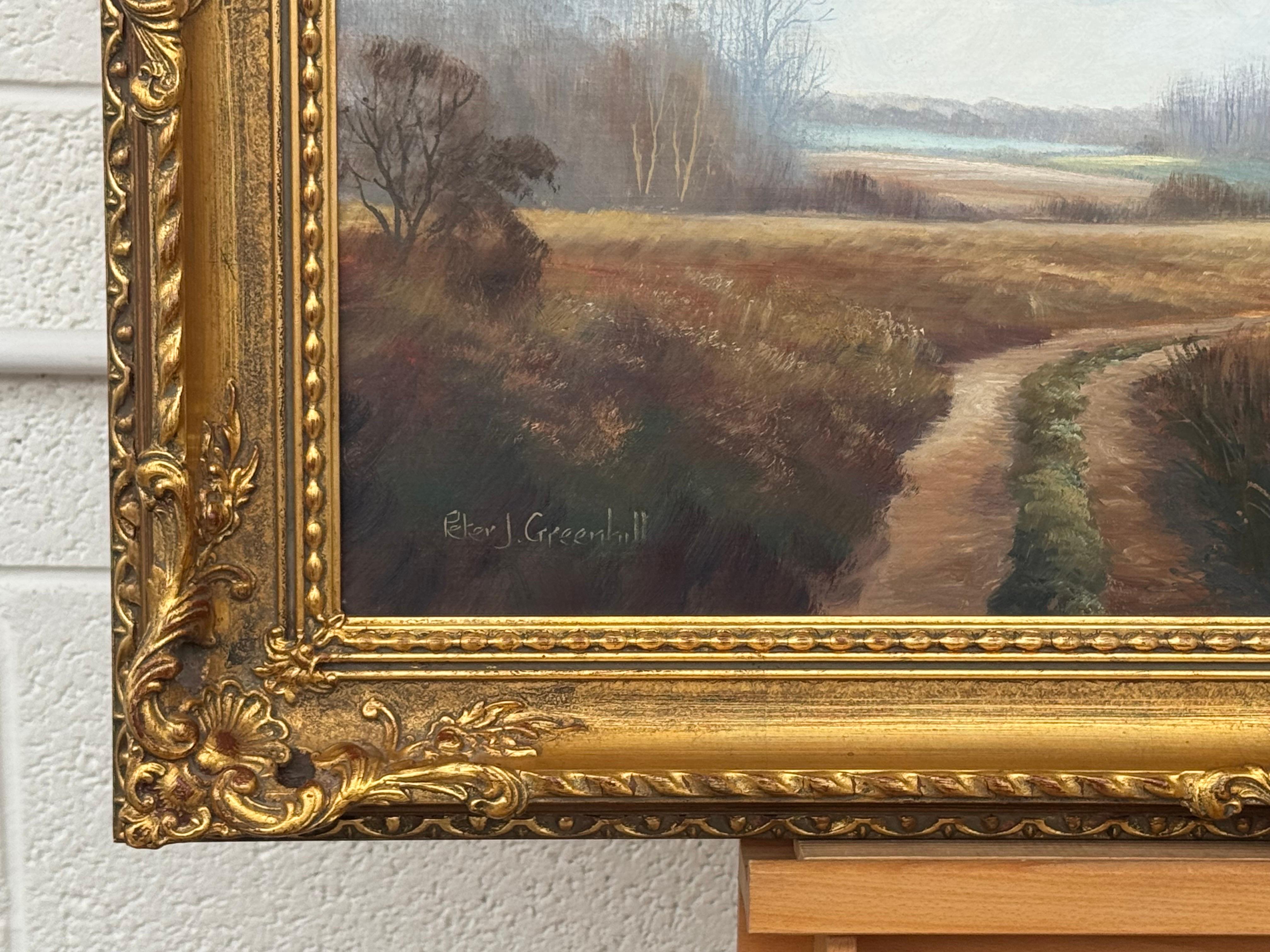Church's et Cottage au bord d'une rivière dans la campagne anglaise par un artiste britannique en vente 7