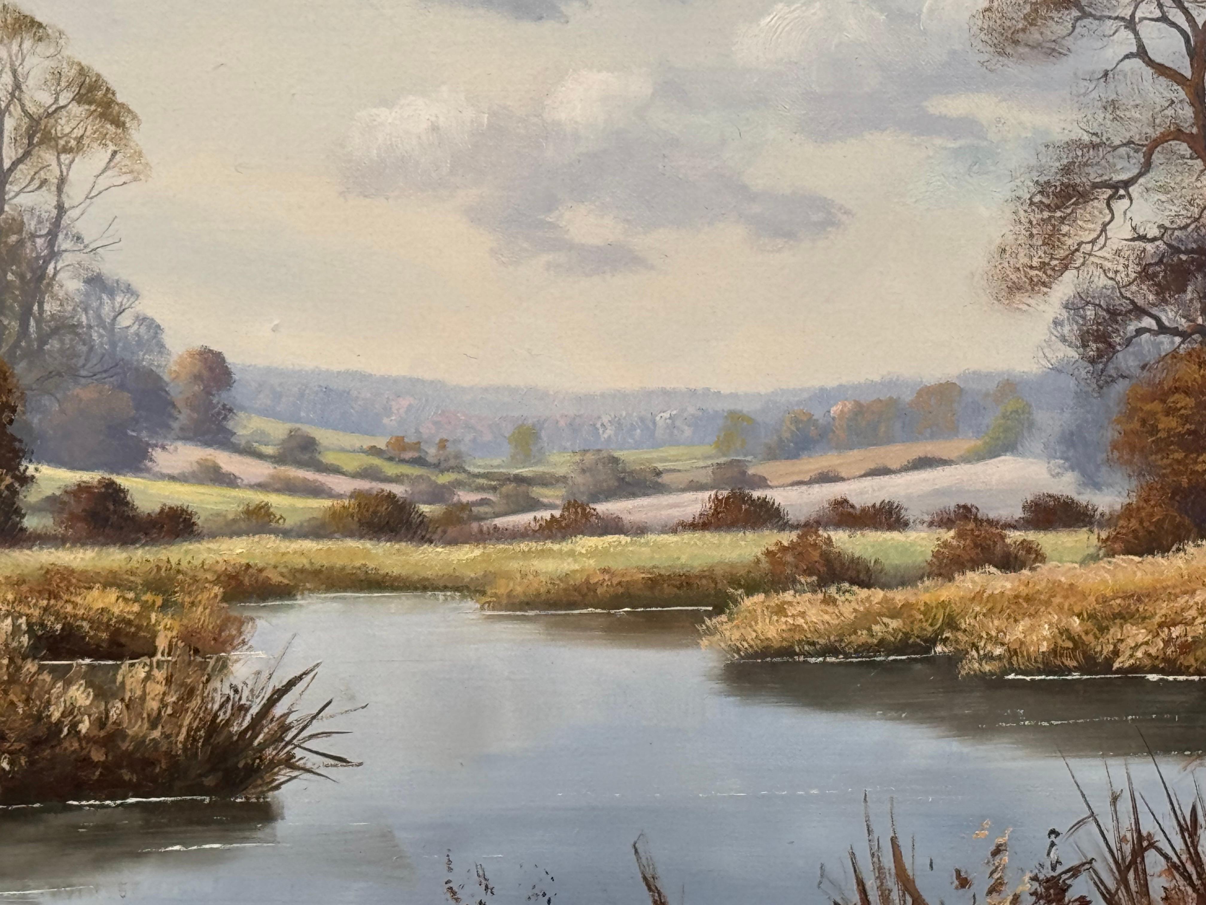 Farmhouse by a River in the English Countryside by 20th Century British Artist For Sale 5