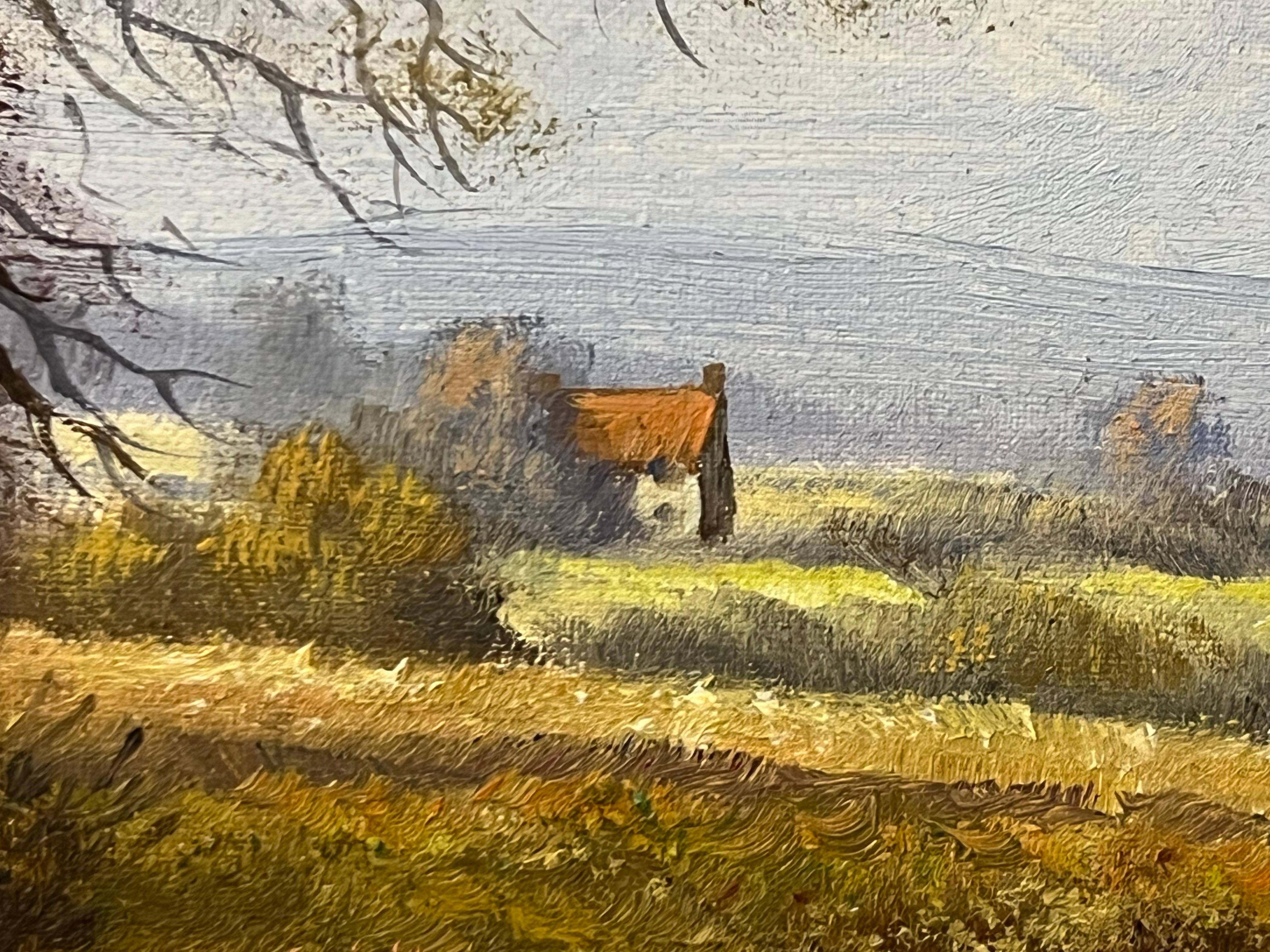 Bauernhaus an einem Fluss in der englischen Landschaft des 20. Jahrhunderts des britischen Künstlers im Angebot 8