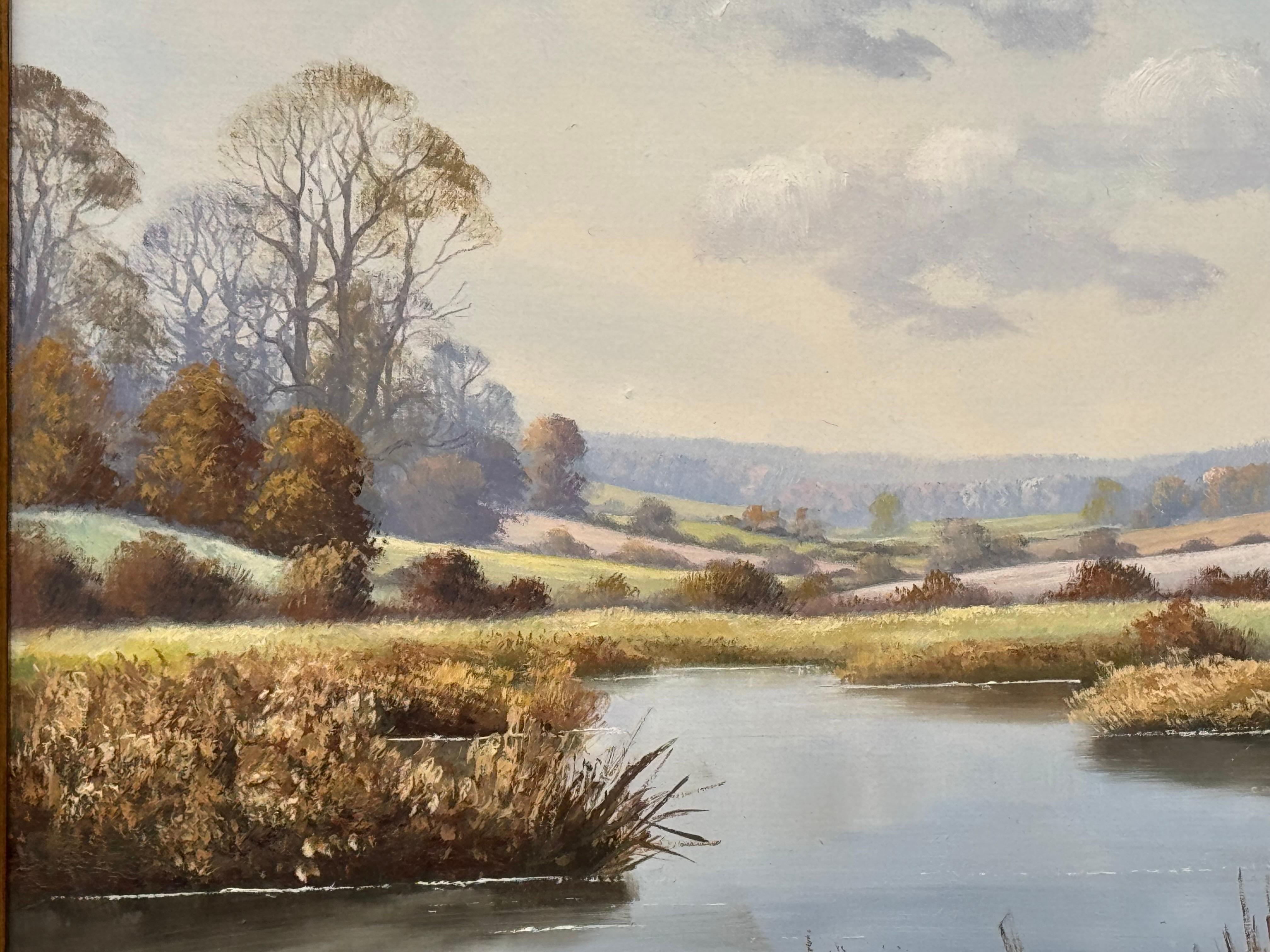 Farmhouse by a River in the English Countryside by 20th Century British Artist For Sale 6