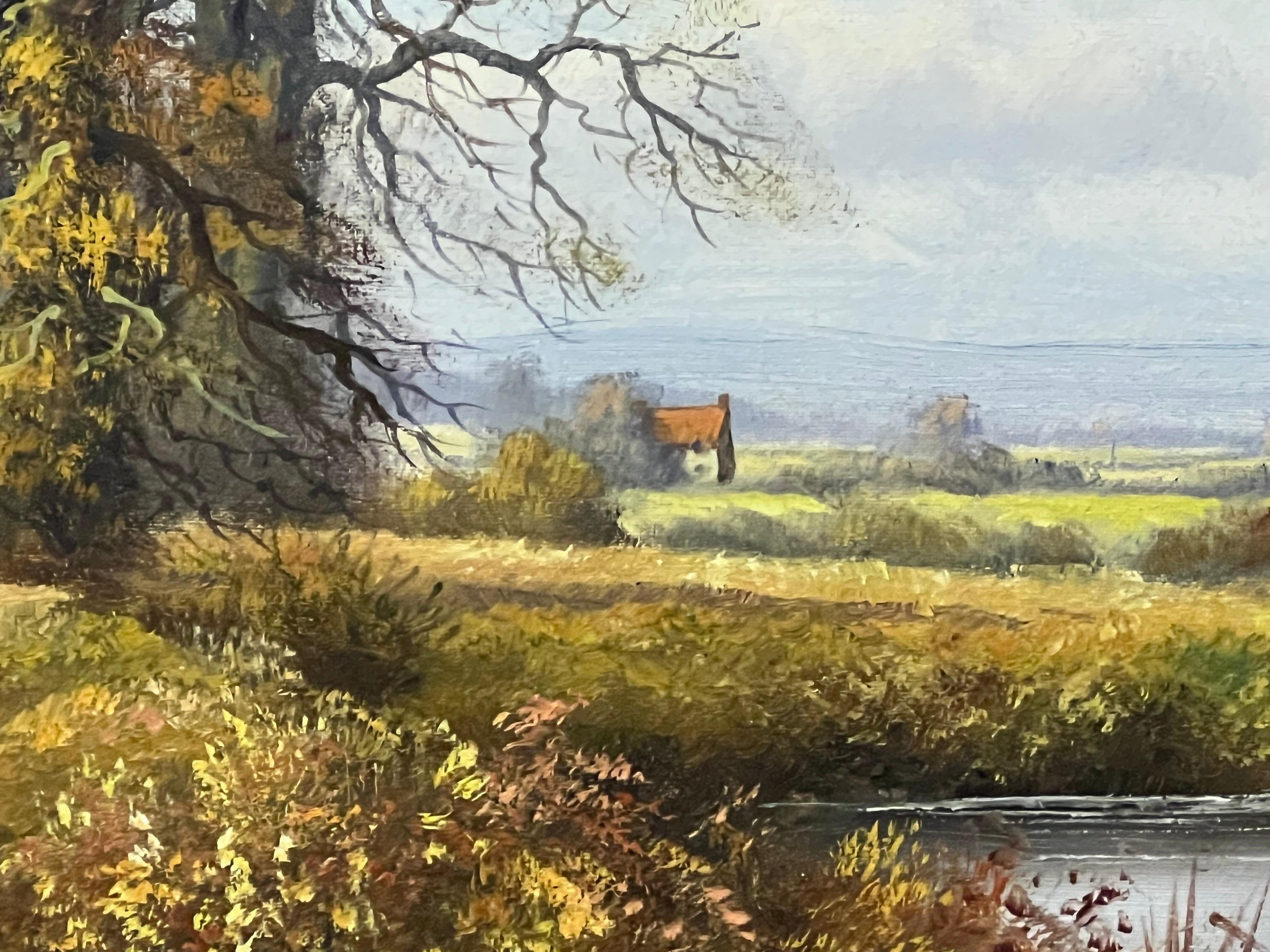 Bauernhaus an einem Fluss in der englischen Landschaft des 20. Jahrhunderts des britischen Künstlers im Angebot 1