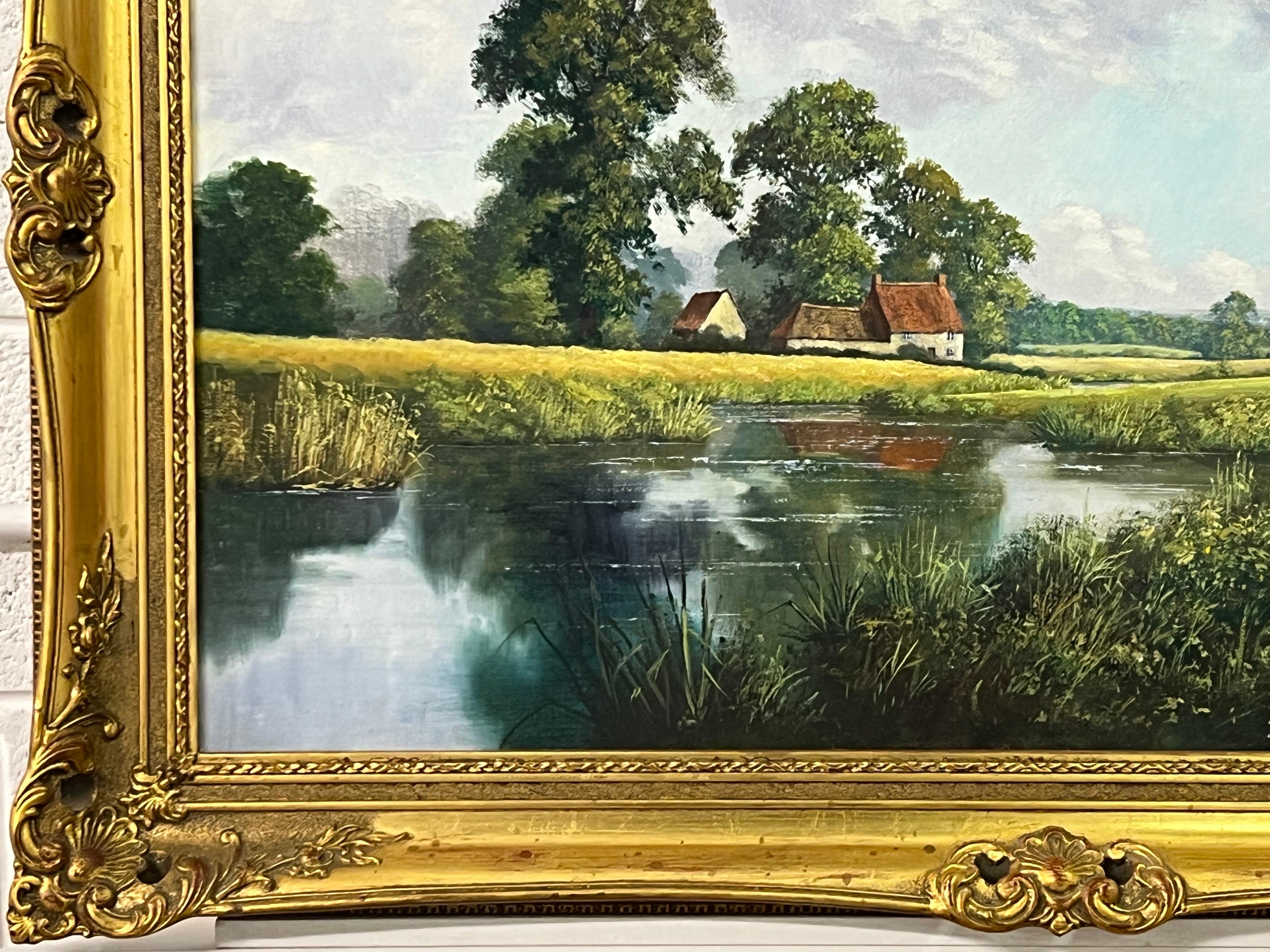 Farmhouse by a River in the English Countryside by 20th Century British Artist 3