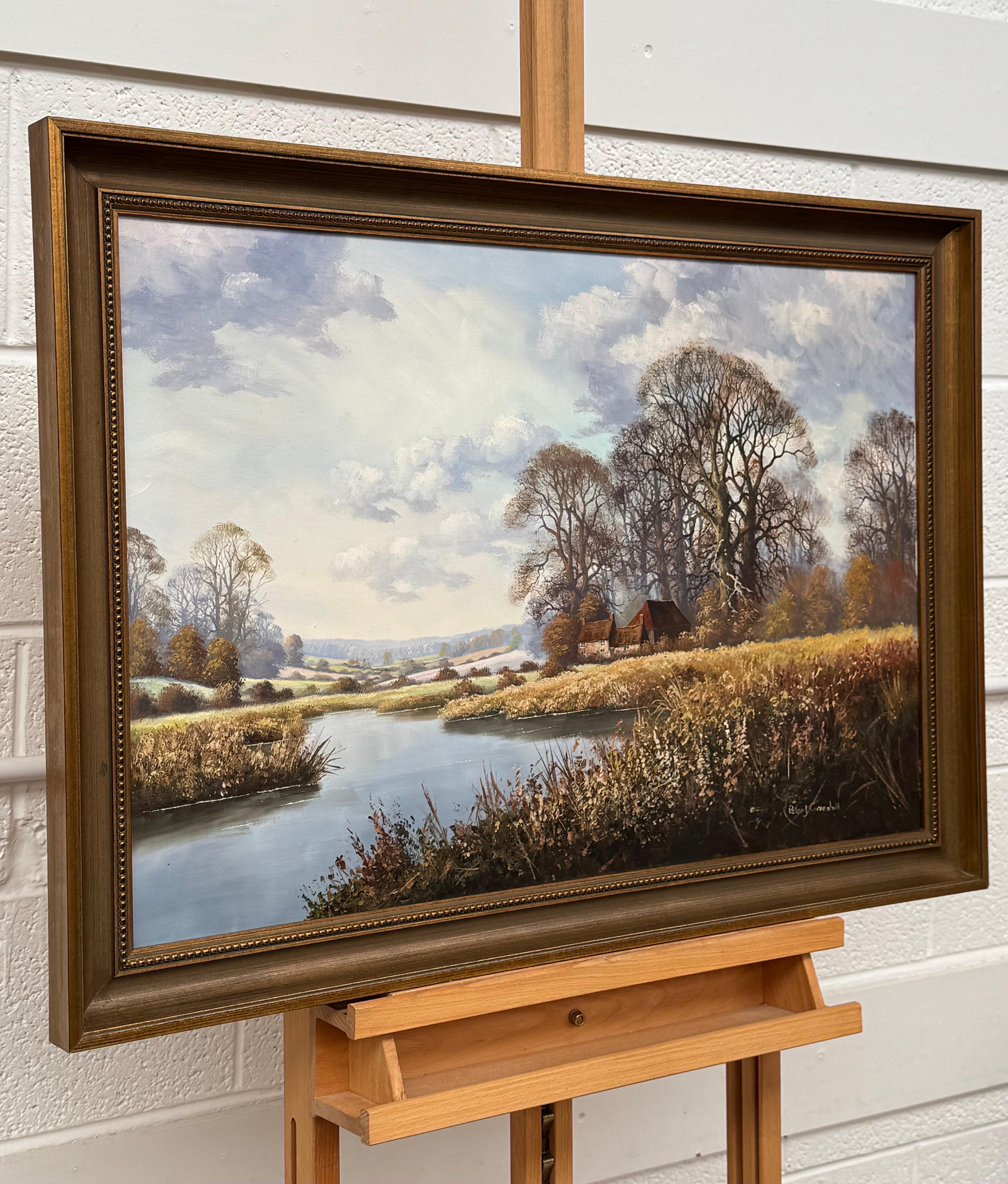 Farmhouse by a River in the English Countryside by 20th Century British Artist For Sale 1