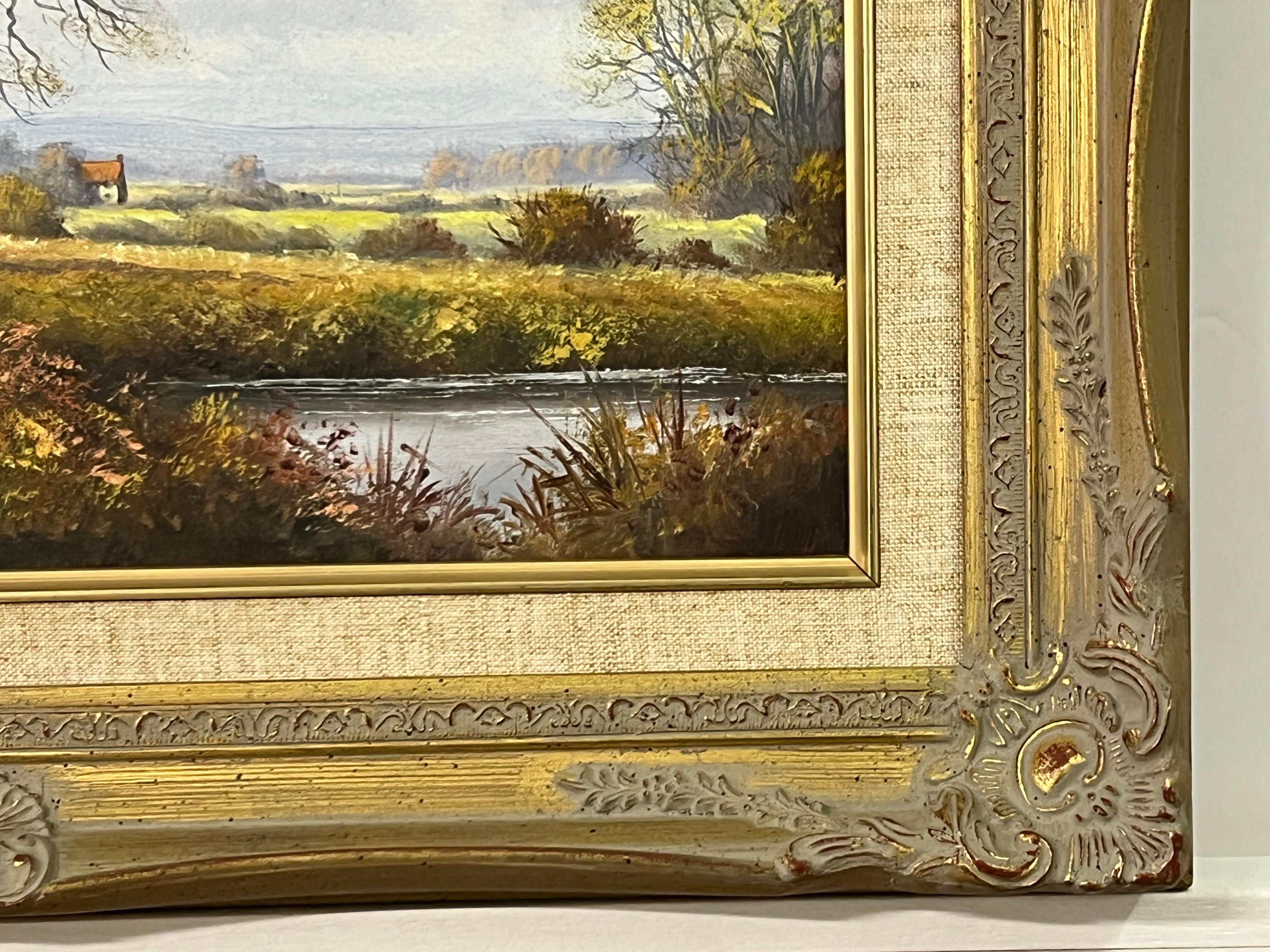 Bauernhaus an einem Fluss in der englischen Landschaft des 20. Jahrhunderts des britischen Künstlers im Angebot 4