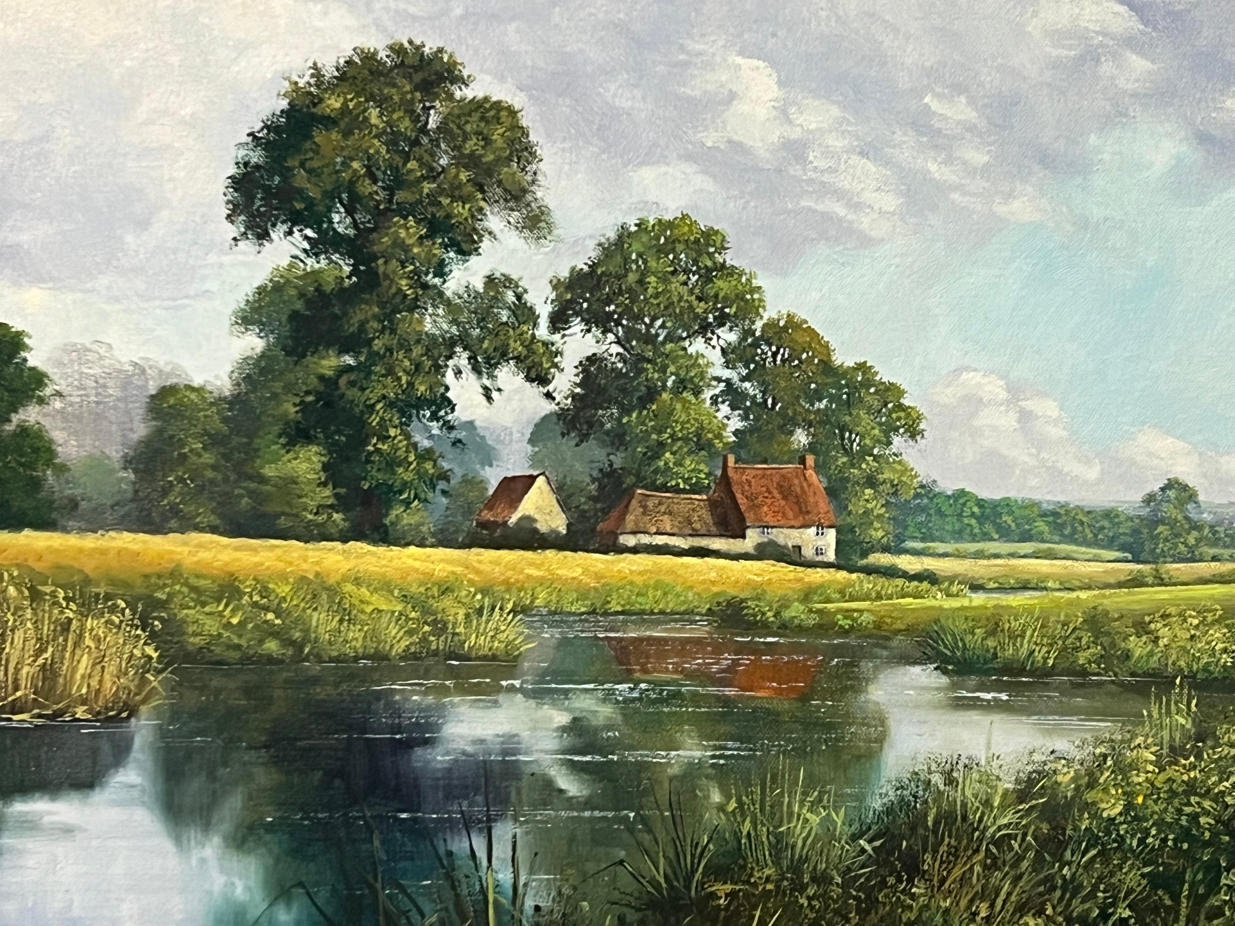 Farmhouse by a River in the English Countryside by 20th Century British Artist 5