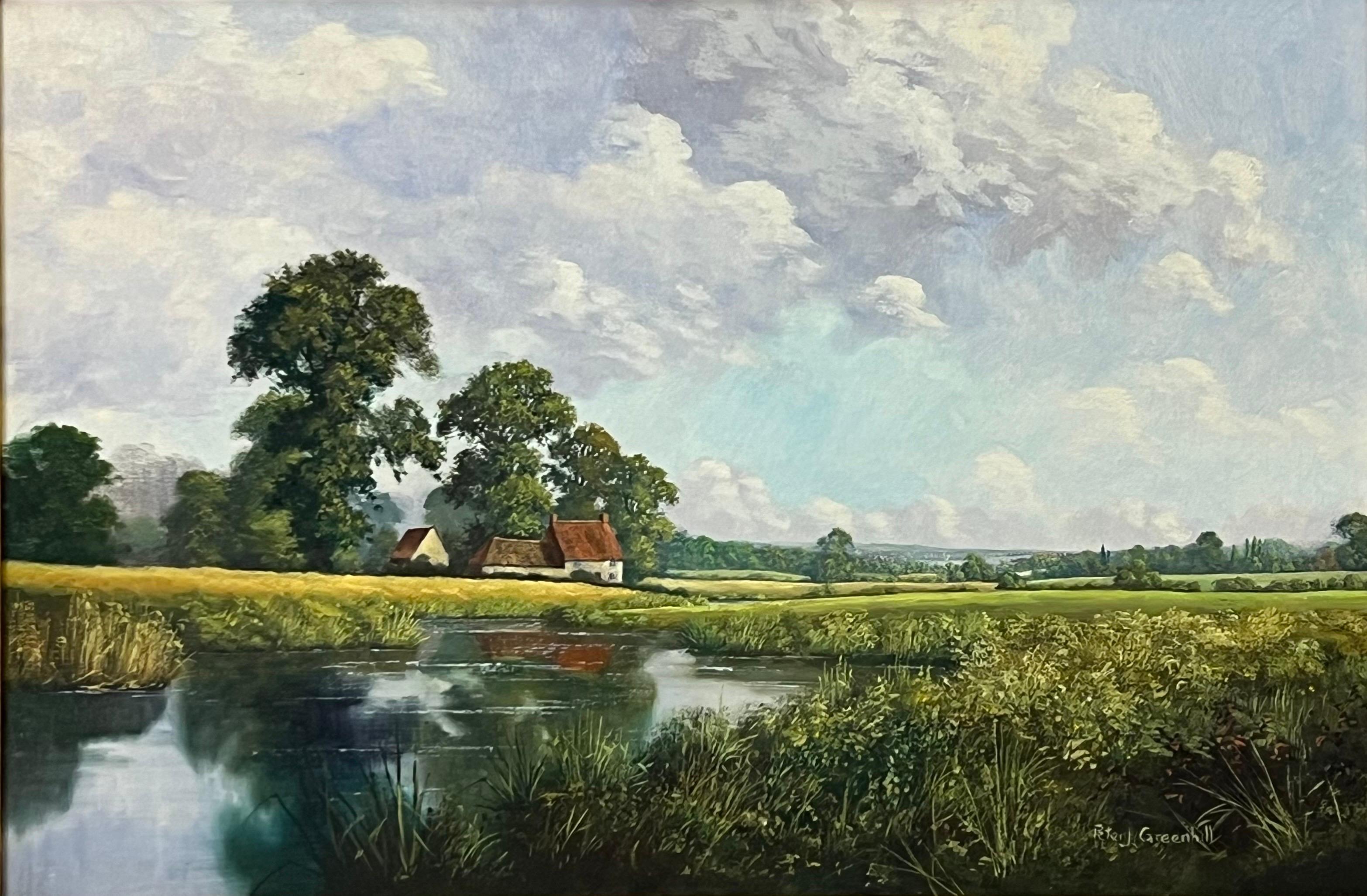 Farmhouse by a River in the English Countryside by 20th Century British Artist 6