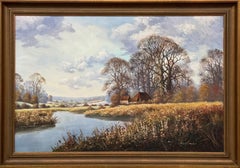 Farmhouse by a River in the English Countryside by 20th Century British Artist