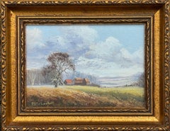 Miniature Oil Painting of Cottage Farmhouse in Lush Green English Countryside