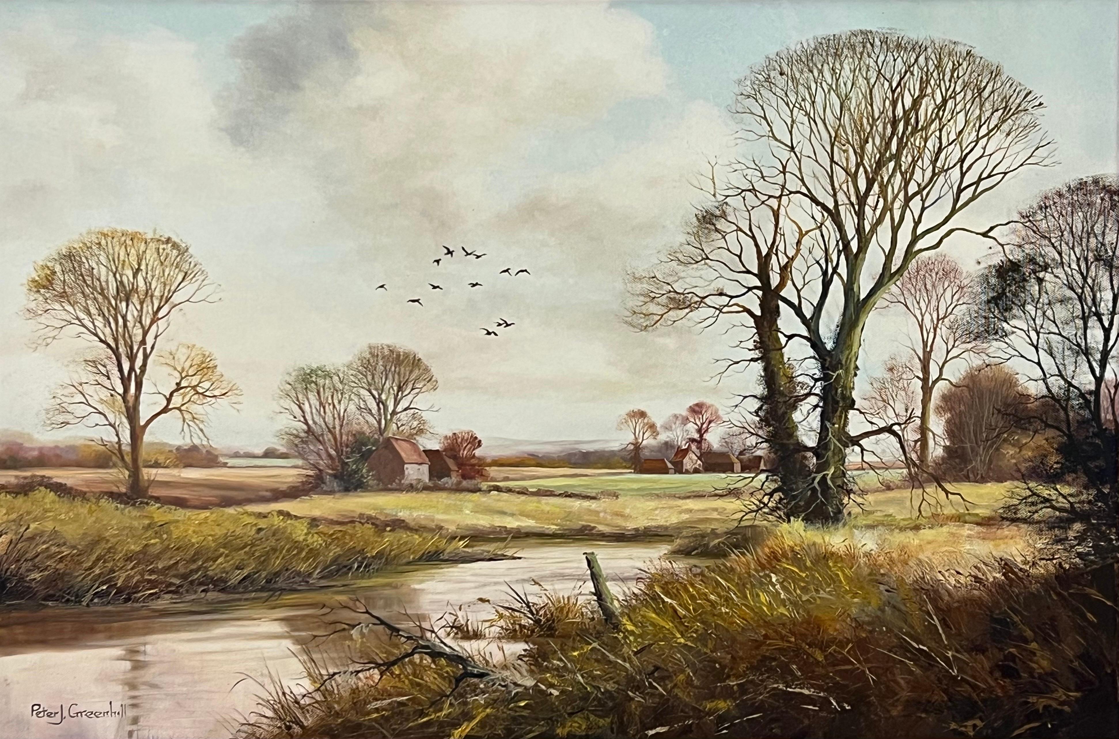 Dipinto a olio di un paesaggio di campagna inglese di un artista britannico del XX secolo in vendita 2