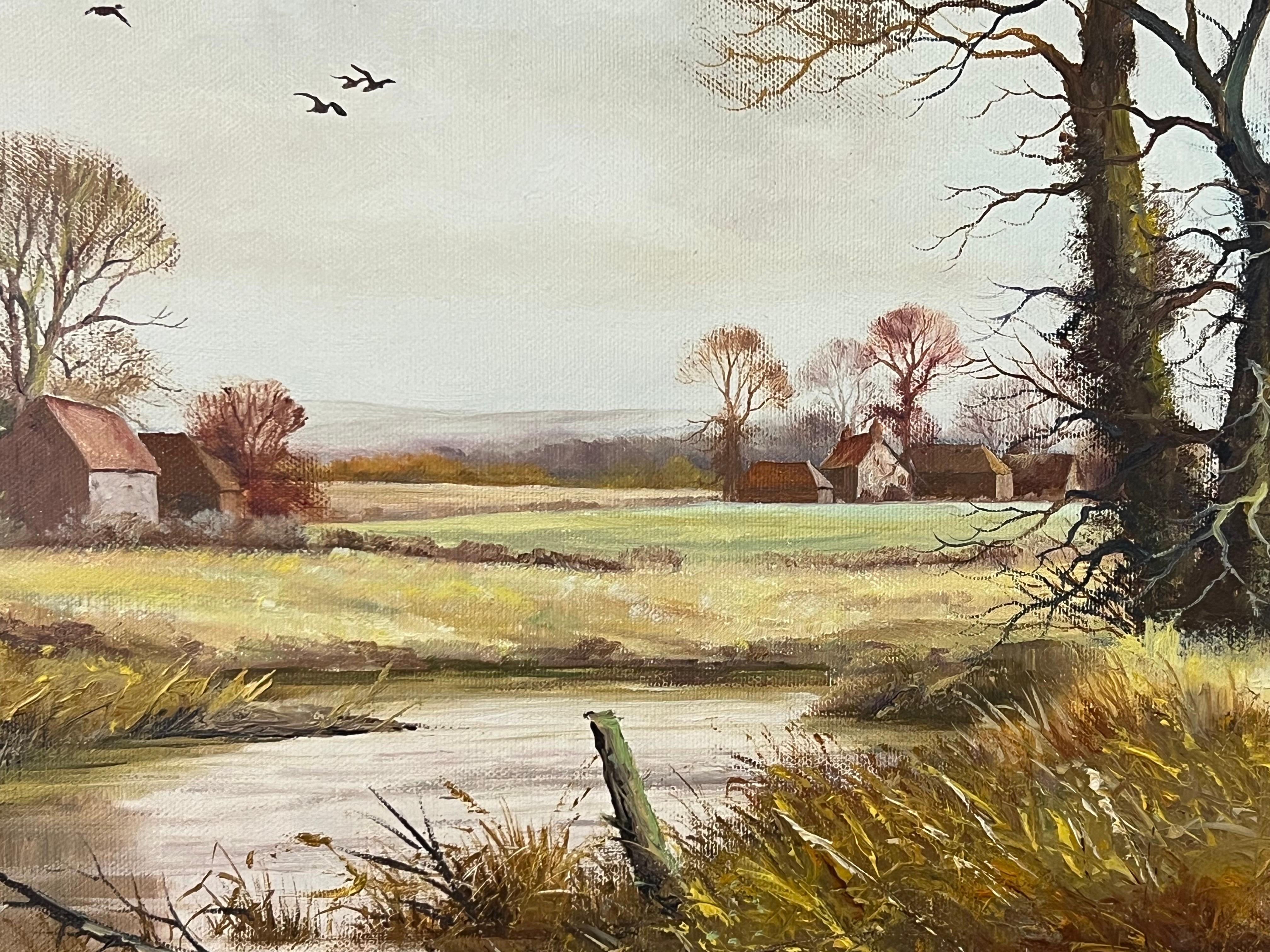 Oil painting of an English Country Landscape by 20th Century British Artist For Sale 4