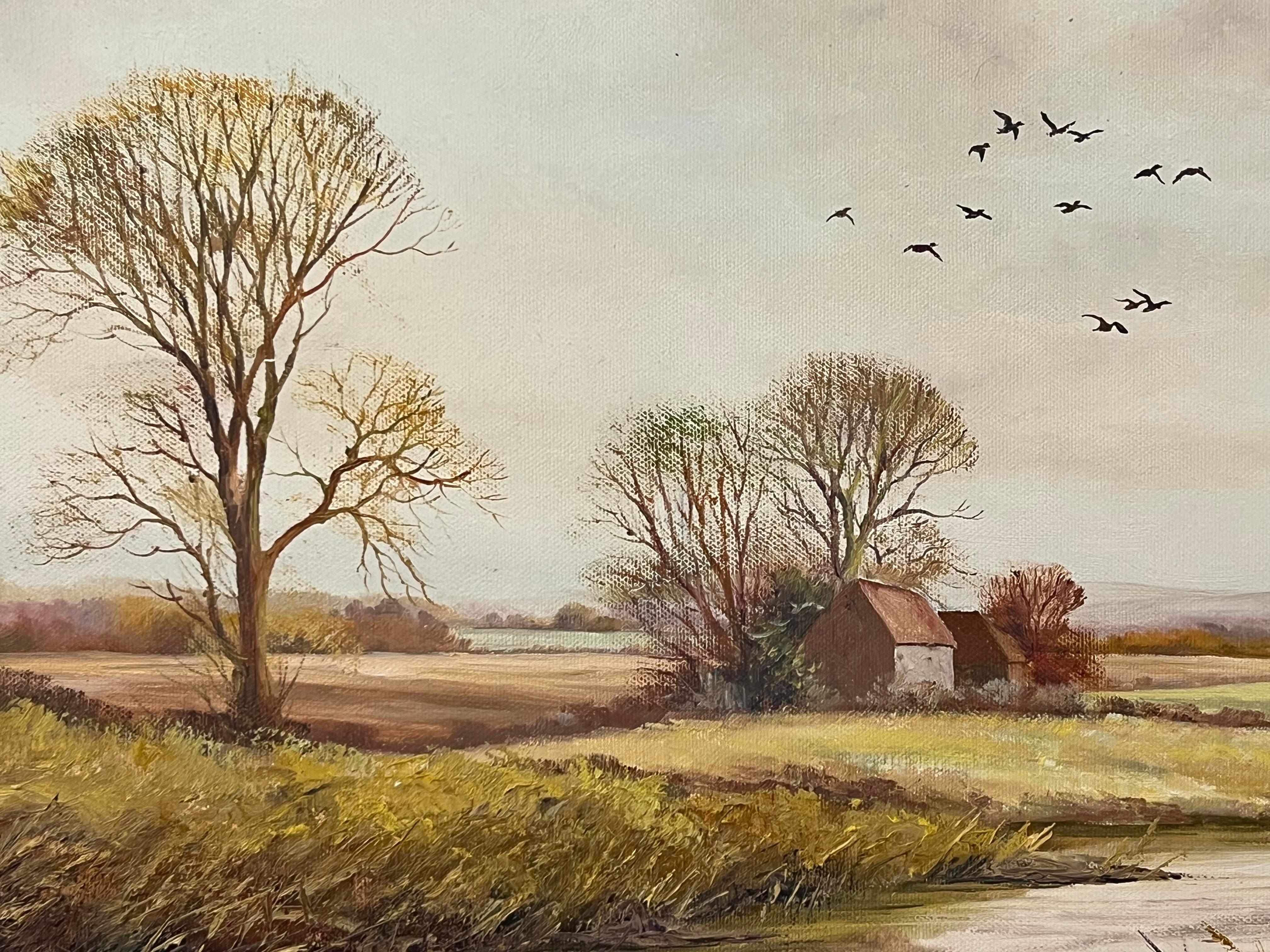 Oil painting of an English Country Landscape by 20th Century British Artist For Sale 1