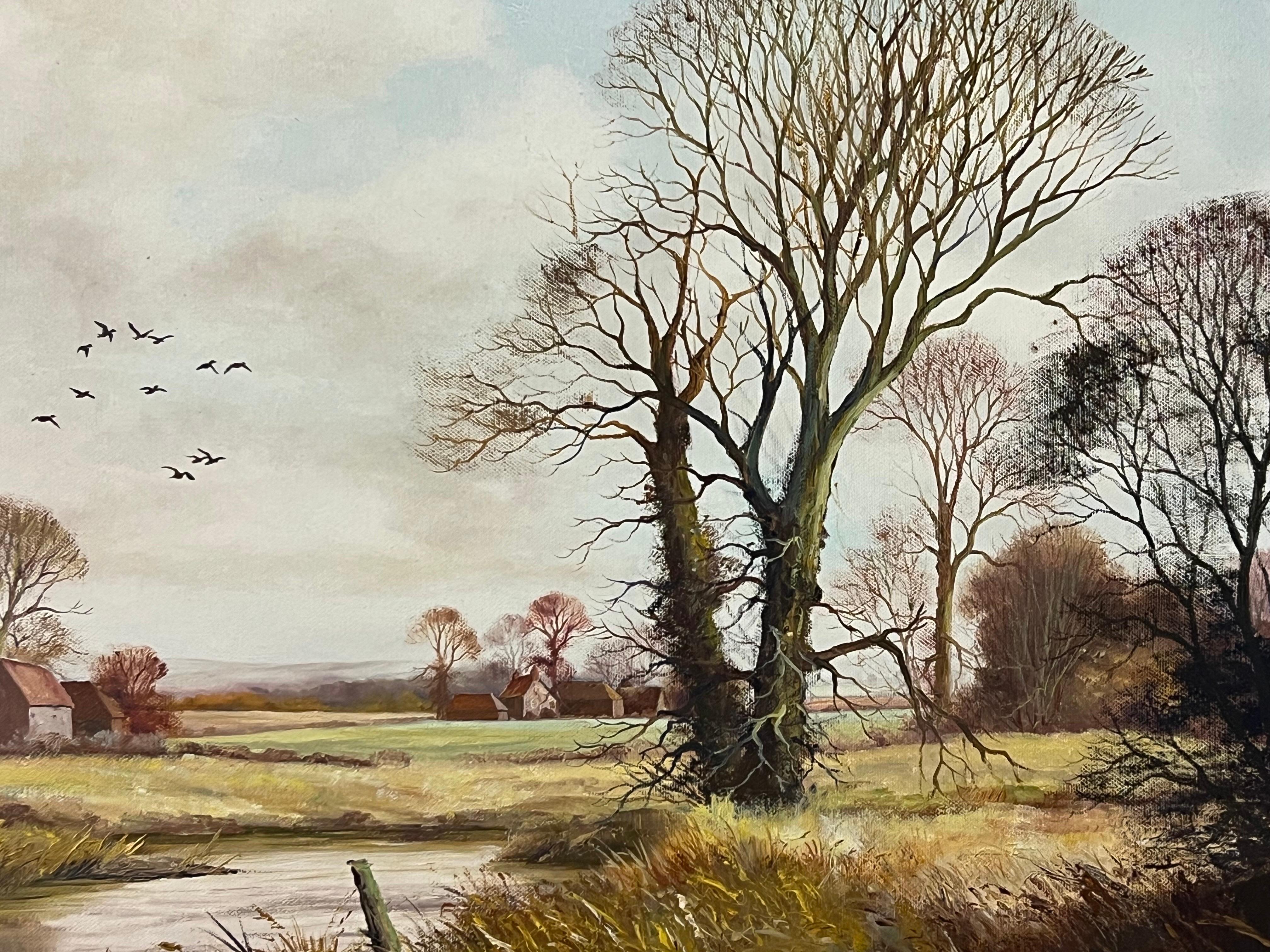 Oil painting of an English Country Landscape by 20th Century British Artist For Sale 2