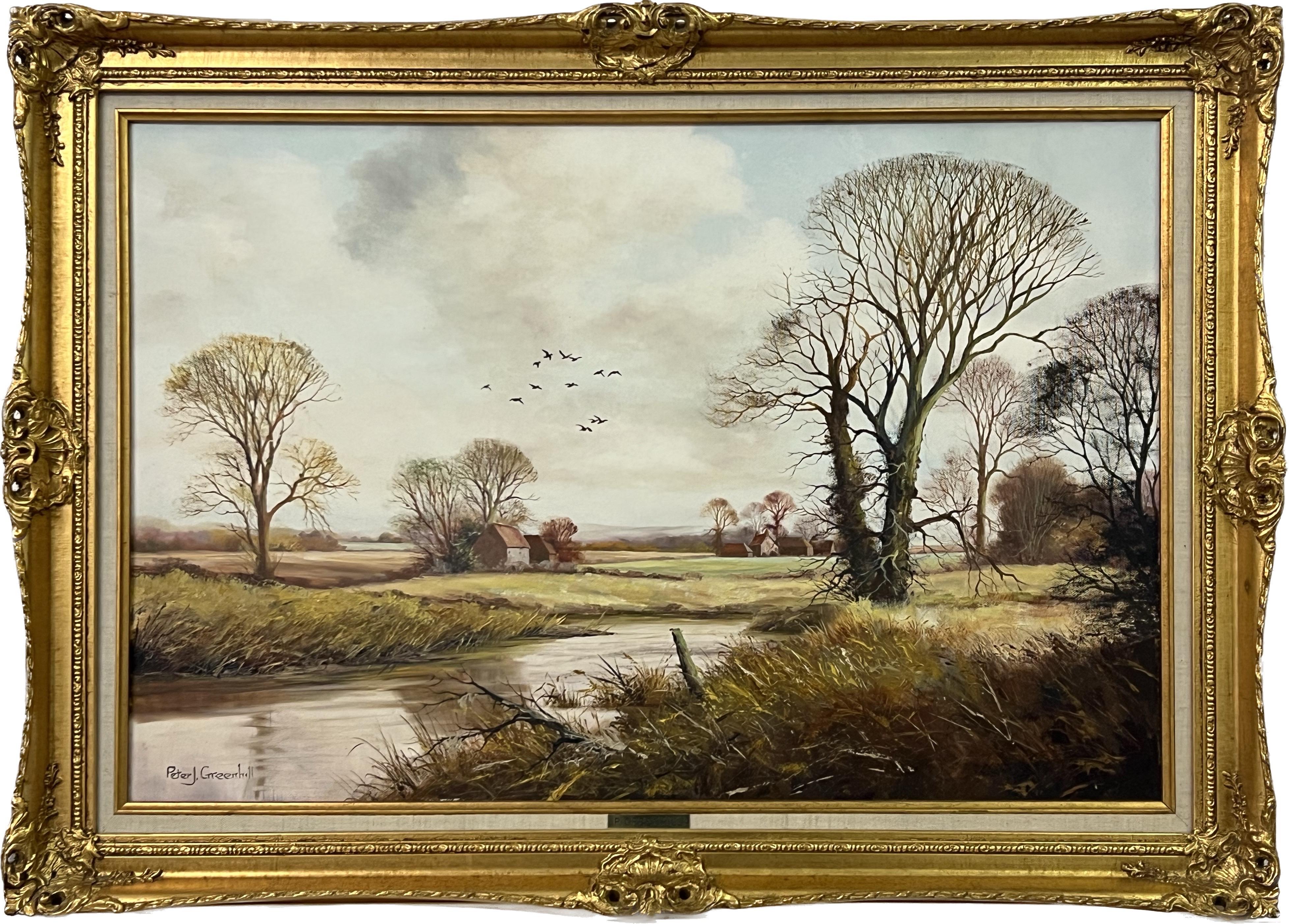 Landscape Painting di Peter J Greenhill - Dipinto a olio di un paesaggio di campagna inglese di un artista britannico del XX secolo