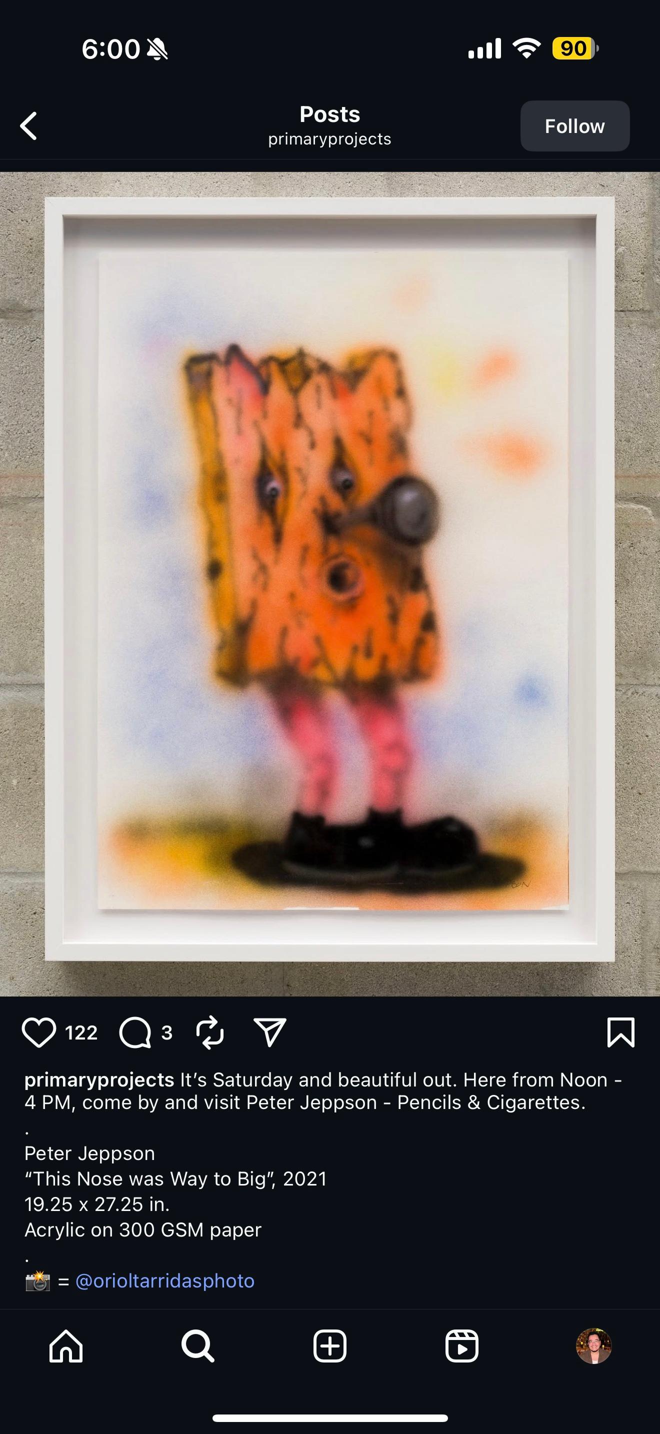 This Nose Was Way Too Big (original acrylic on paper) - Street Art Painting by Peter Jeppson