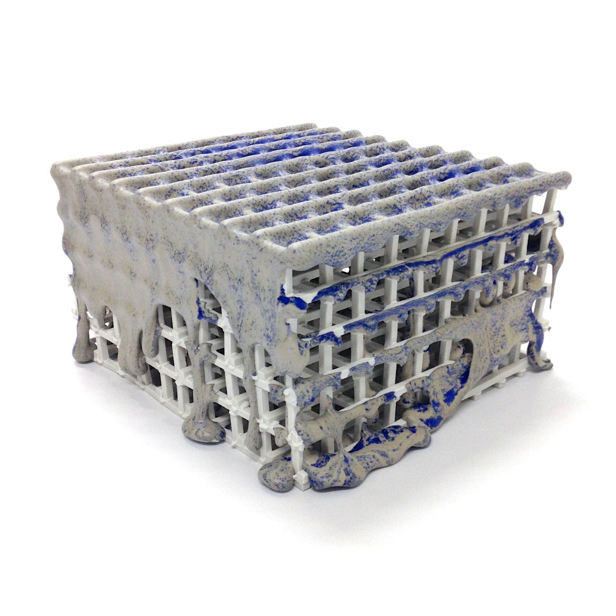 "Scaffolding with Blue", Architectural, Ceramic, Porcelain, Sculpture, Glaze
