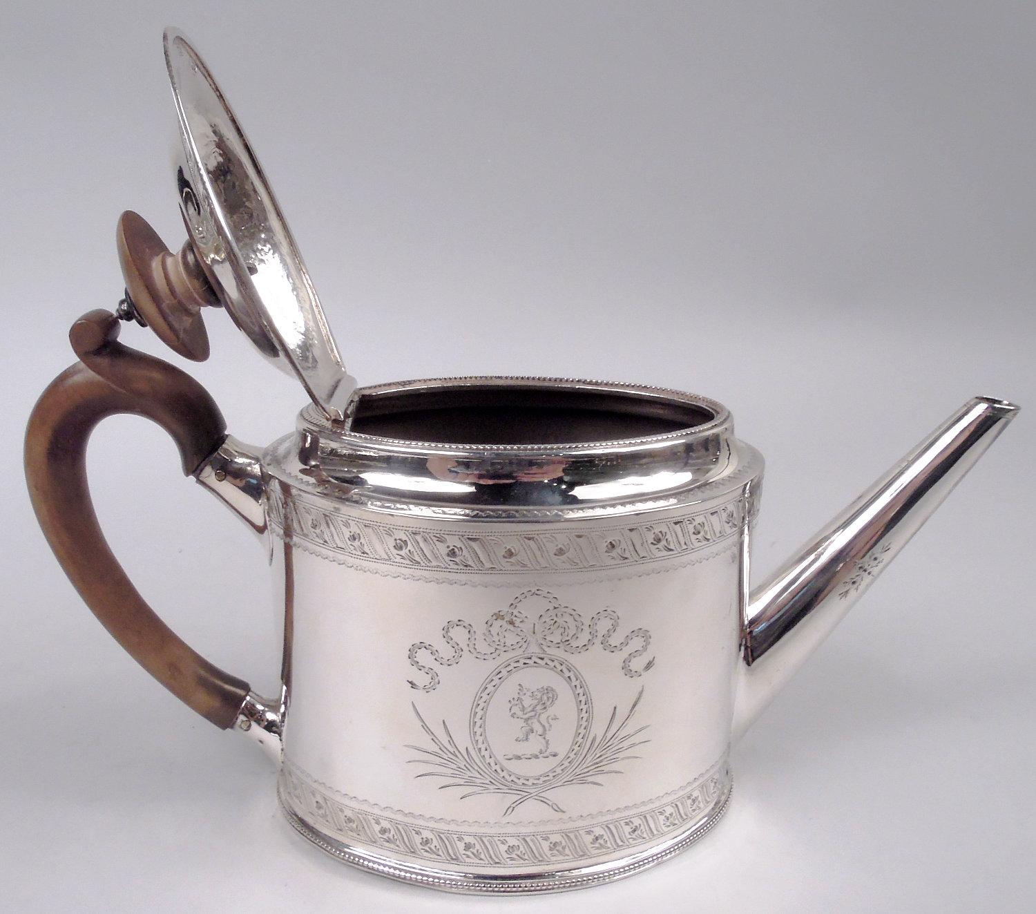 Argento 925 Peter & Jonathan Bateman Teiera neoclassica georgiana inglese, 1790 in vendita