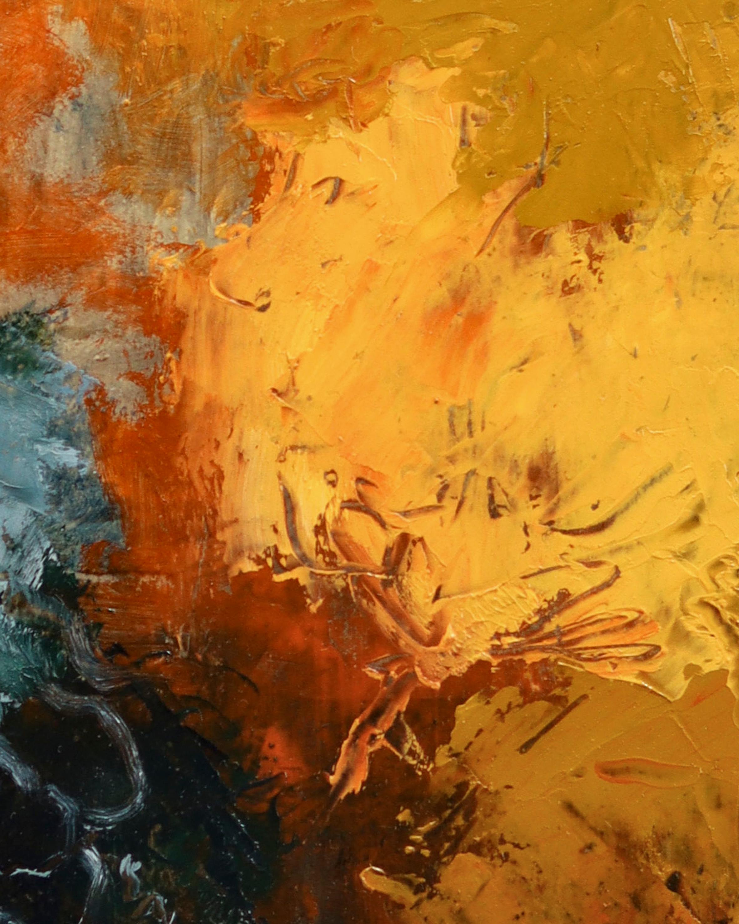 The vast breath of the universe this is called wind, small abstract oil painting For Sale 1