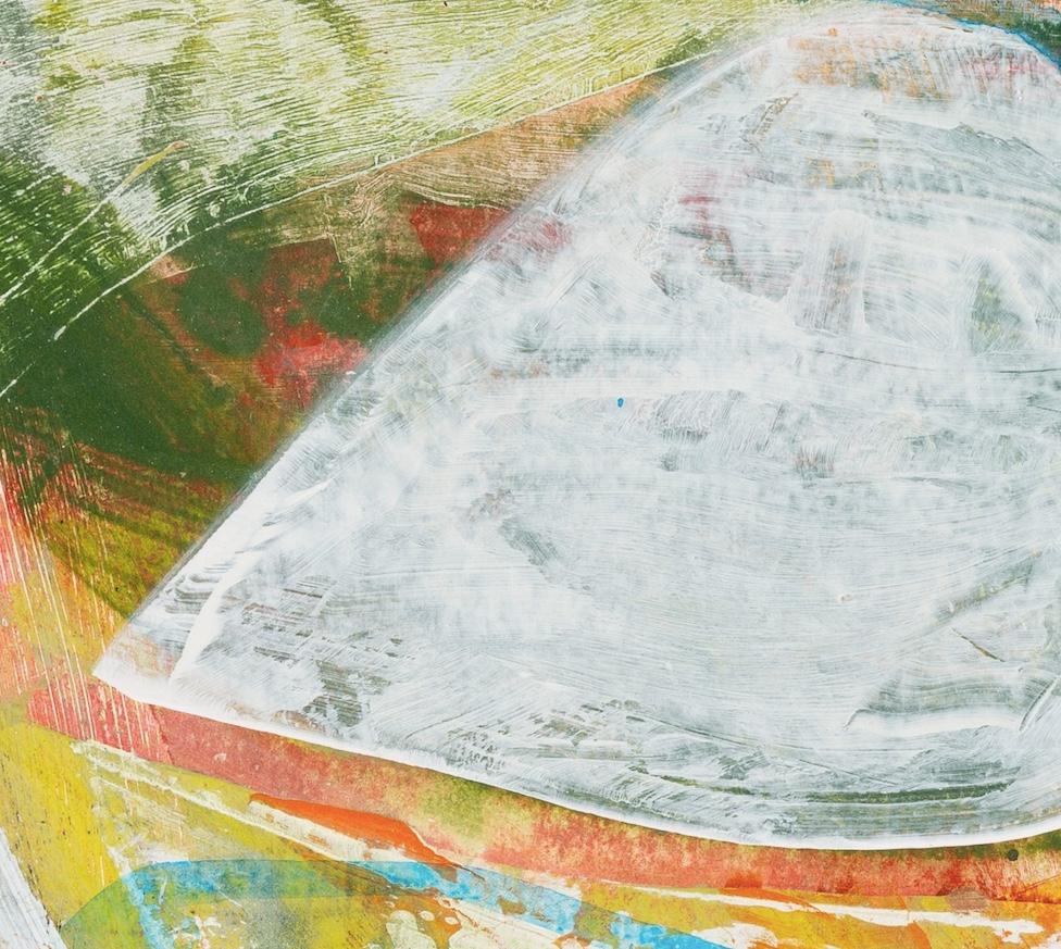 Sentiero della scogliera - Pittura acrilica astratta con verde e blu, 2024 - Abstract Painting Beige di Peter Joyce