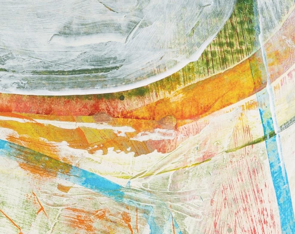 Sentiero della scogliera - Pittura acrilica astratta con verde e blu, 2024 1
