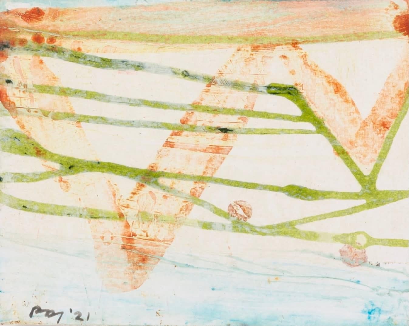 Peter Joyce Abstract Painting - E6, Small Abstract Mixed Media on Board Painting, 2021