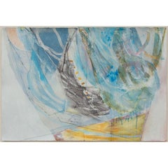 Evening Snorkel - large abstract painting, acrylic and collage, mixed media