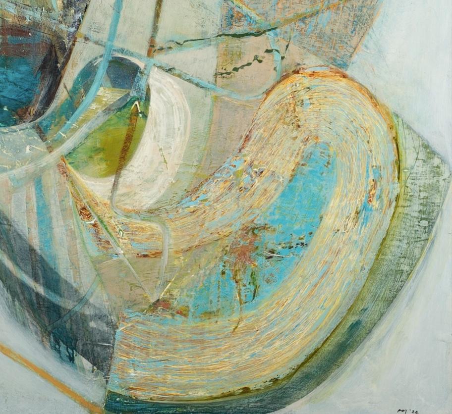 Flume, 2024 - Contemporary Abstract Acryl auf Leinwand Gemälde mit Blau + Grau im Angebot 1