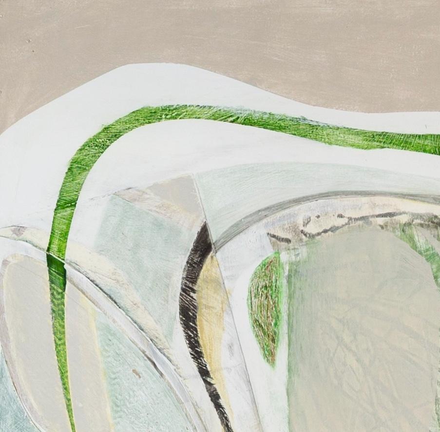 Godlingston Hill, 2024 - Large White + Grey Abstract Painting with Collage For Sale 2
