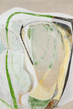 Godlingston Hill, 2024 - Gran pintura abstracta blanca y gris con collage