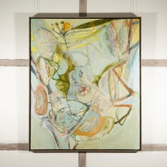 Hecke, 2024 - Großes abstraktes Acryl auf Leinwand Gemälde mit Gelb und Blau