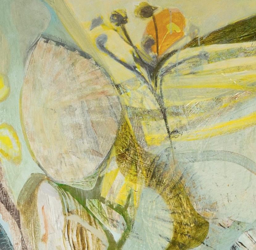 Hedgerow, 2024 - Grande peinture abstraite à l'acrylique sur toile avec jaune et bleu en vente 1