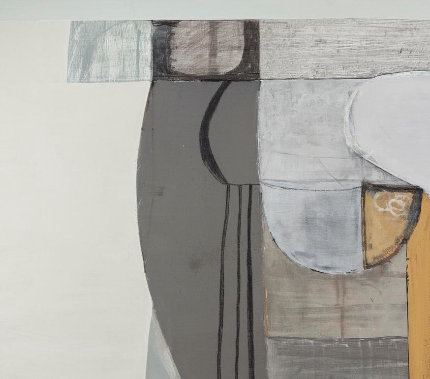 Ingrained Island, 1993 - Large Abstract Oil Painting with Grey and Yellow im Angebot 2
