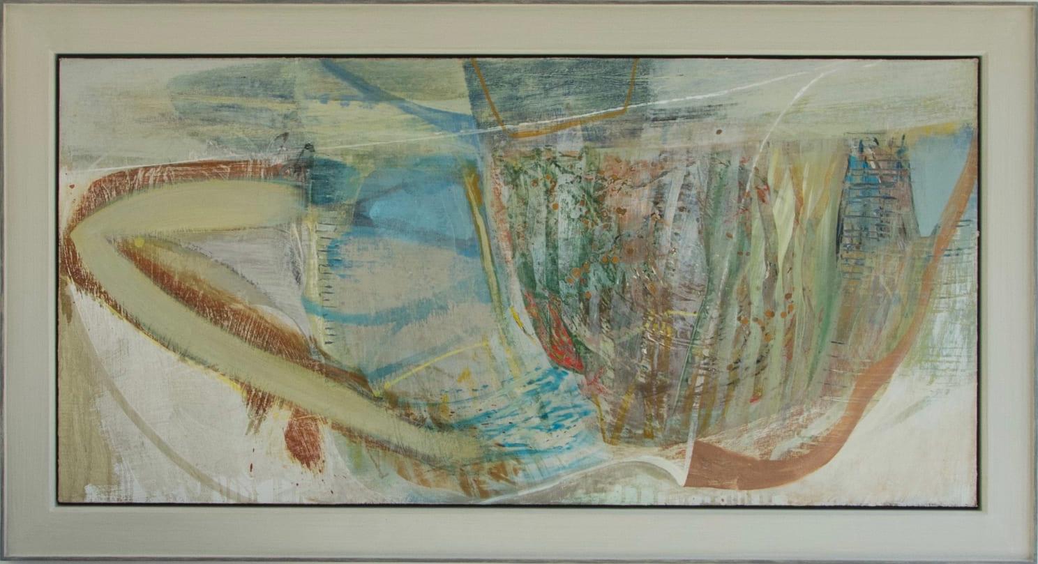 La Virée - large abstract landscape, acrylic on canvas on board, blue and grey - Mixed Media Art by Peter Joyce