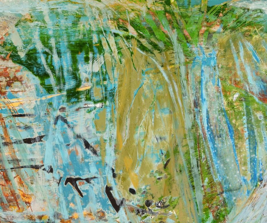 Middlebere Channel, 2024 - Horizontal Abstract Acrylic Painting with Green For Sale 4