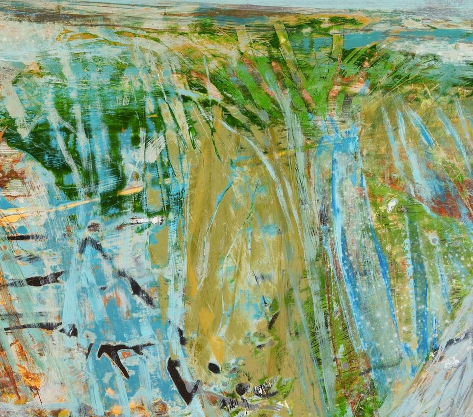 Middlebere Channel, 2024 - Horizontal Abstract Acrylic Painting with Green For Sale 5