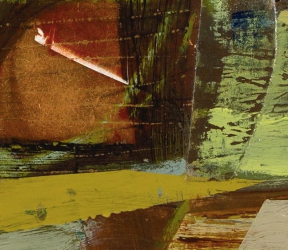 Peter Joyce nato nel 1964
Nove Barrow Down, 2025
acrilico, collage su tavola
31 x 51 cm
12 1/4 x 20 1/8 di pollice
firmato, intitolato e datato verso

Il punto di partenza per questo dipinto è stato il crinale di gesso del Purbeck a ovest di Ballard