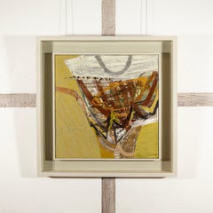 Automne samphire, 2013 - Peinture abstraite à l'acrylique sur panneau, jaune et Brown.