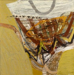 Samphire Autumn, 2013 - Pittura astratta acrilica su tavola, giallo e marrone