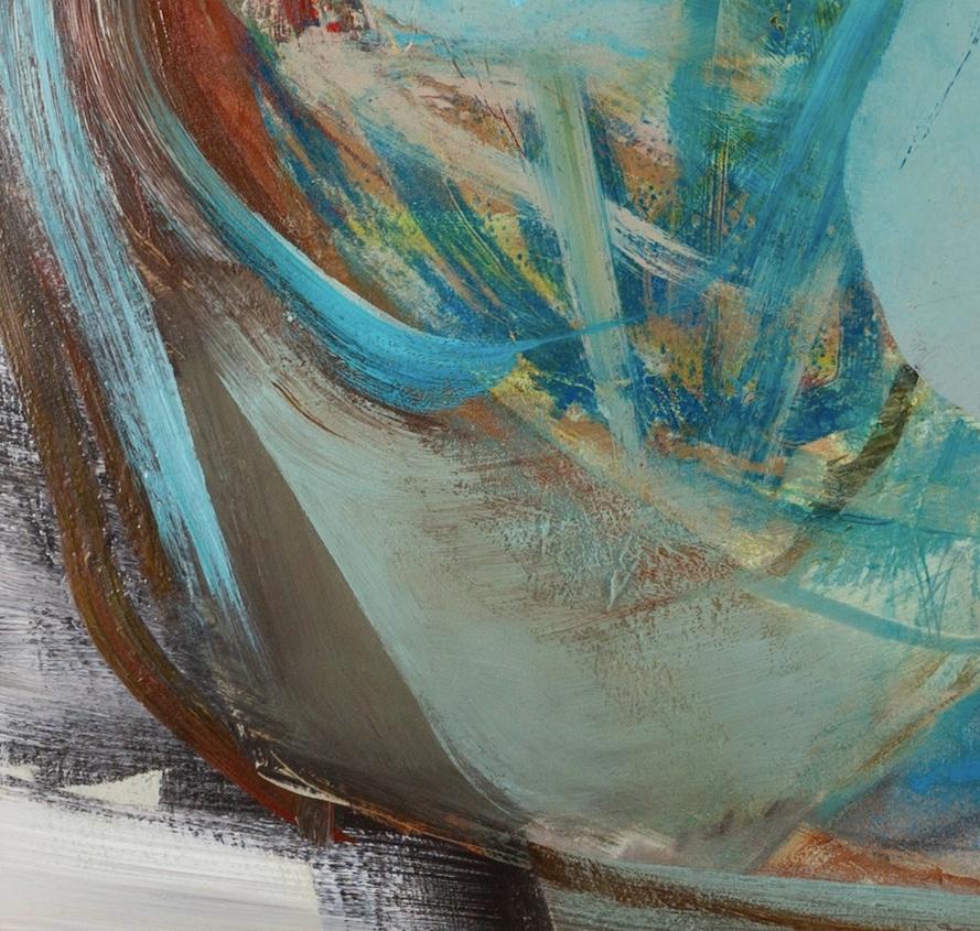 Seaspray, 2021 - Large Acrylic on Canvas Abstract Painting with Blue and Yellow For Sale 2