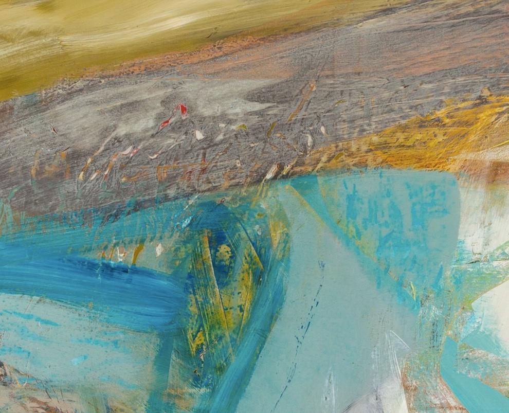 Seaspray, 2021 - Large Acrylic on Canvas Abstract Painting with Blue and Yellow For Sale 3