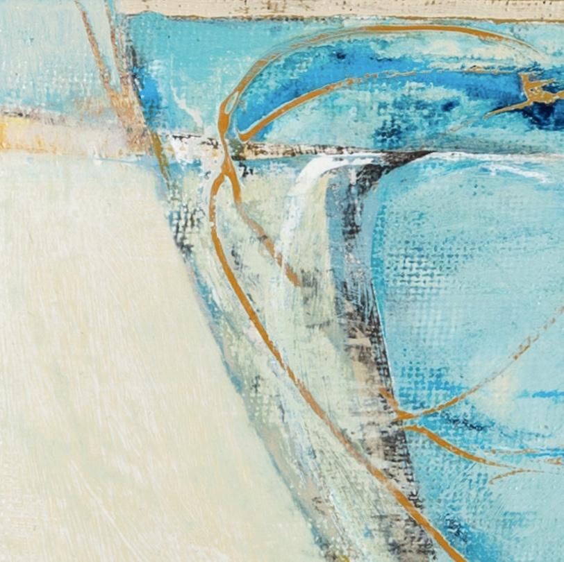 Shipstal Shore, Arne - Pittura acrilica astratta orizzontale blu con collage in vendita 2