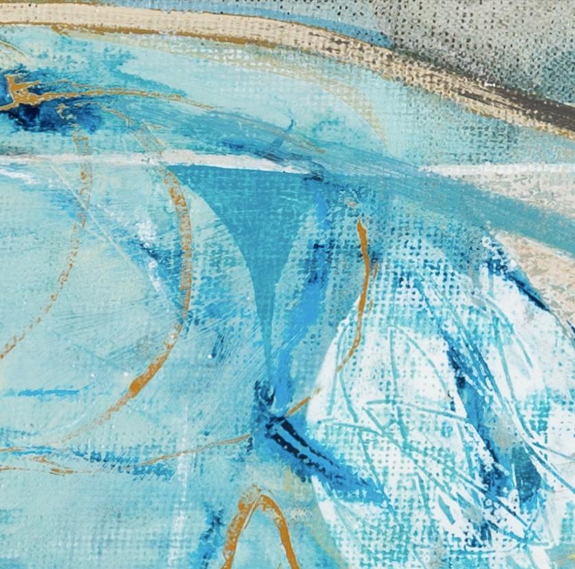 Shipstal Shore, Arne - Pittura acrilica astratta orizzontale blu con collage in vendita 3