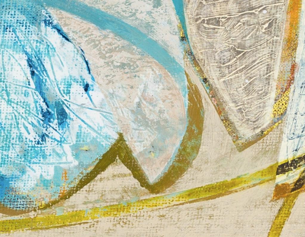 Shipstal Shore, Arne - Pittura acrilica astratta orizzontale blu con collage in vendita 4