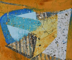 Summer Dune Pool - abstract landscape painting with bright colour, orange