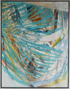 Swash - large abstract painting with blue, bright colour , contemporary art