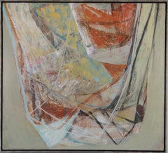 Swing - large abstract painting, acrylic, orange, white, blue 