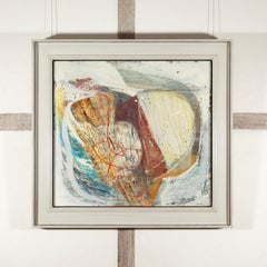 The Farmer's Twine, 2024 - Abstraktes Gemälde in Acryl auf Karton, Orange und Weiß