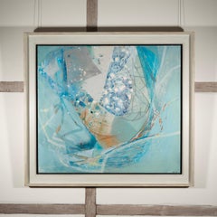 Undercliff Sea - Blue and White Contemporary Abstract Acrylic Painting