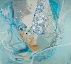 Undercliff Sea - Blue and White Contemporary Abstract Acrylic Painting