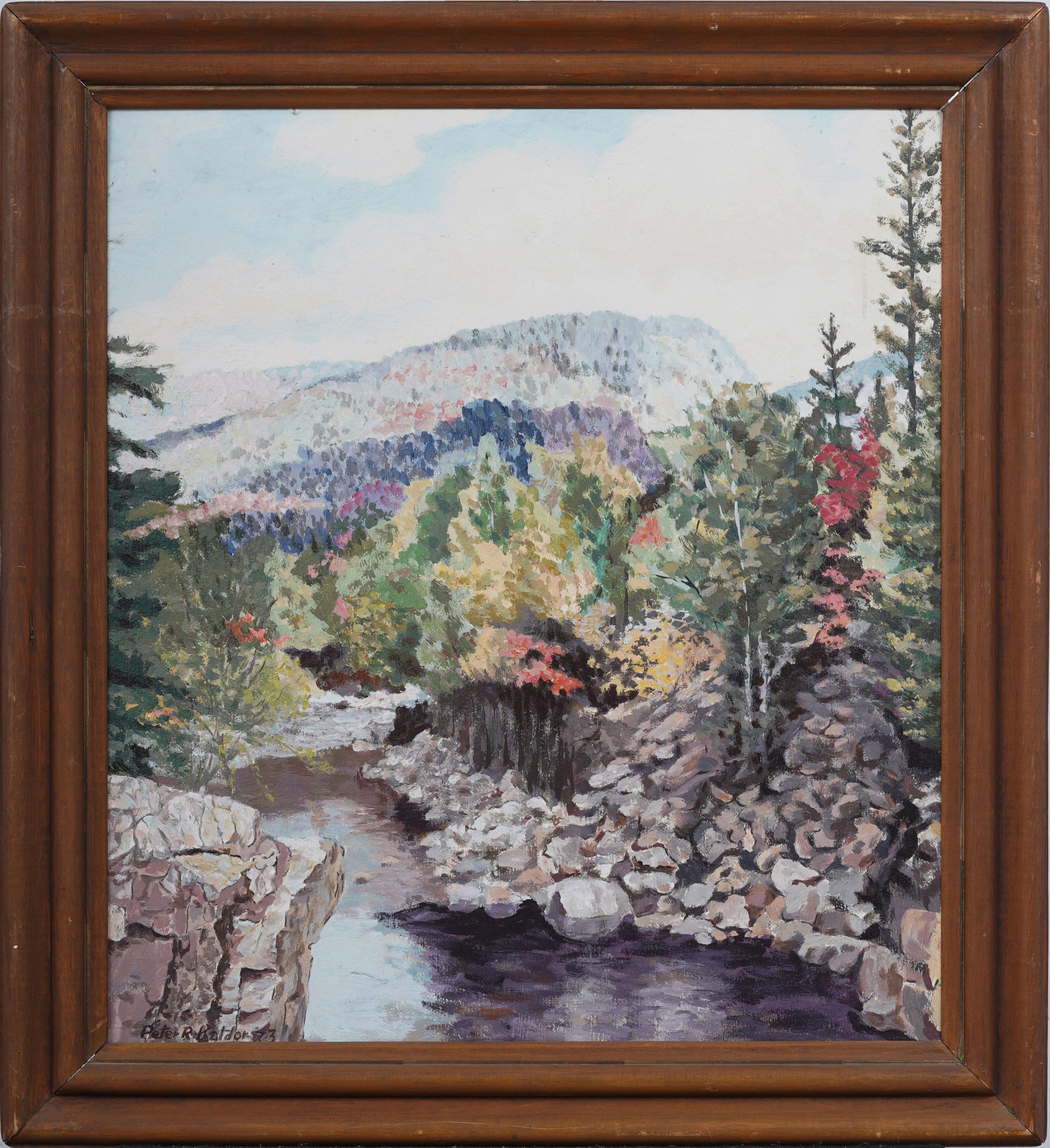 Vintage American Impressionist Landscape Signed Giltwood Framed Oil Painting