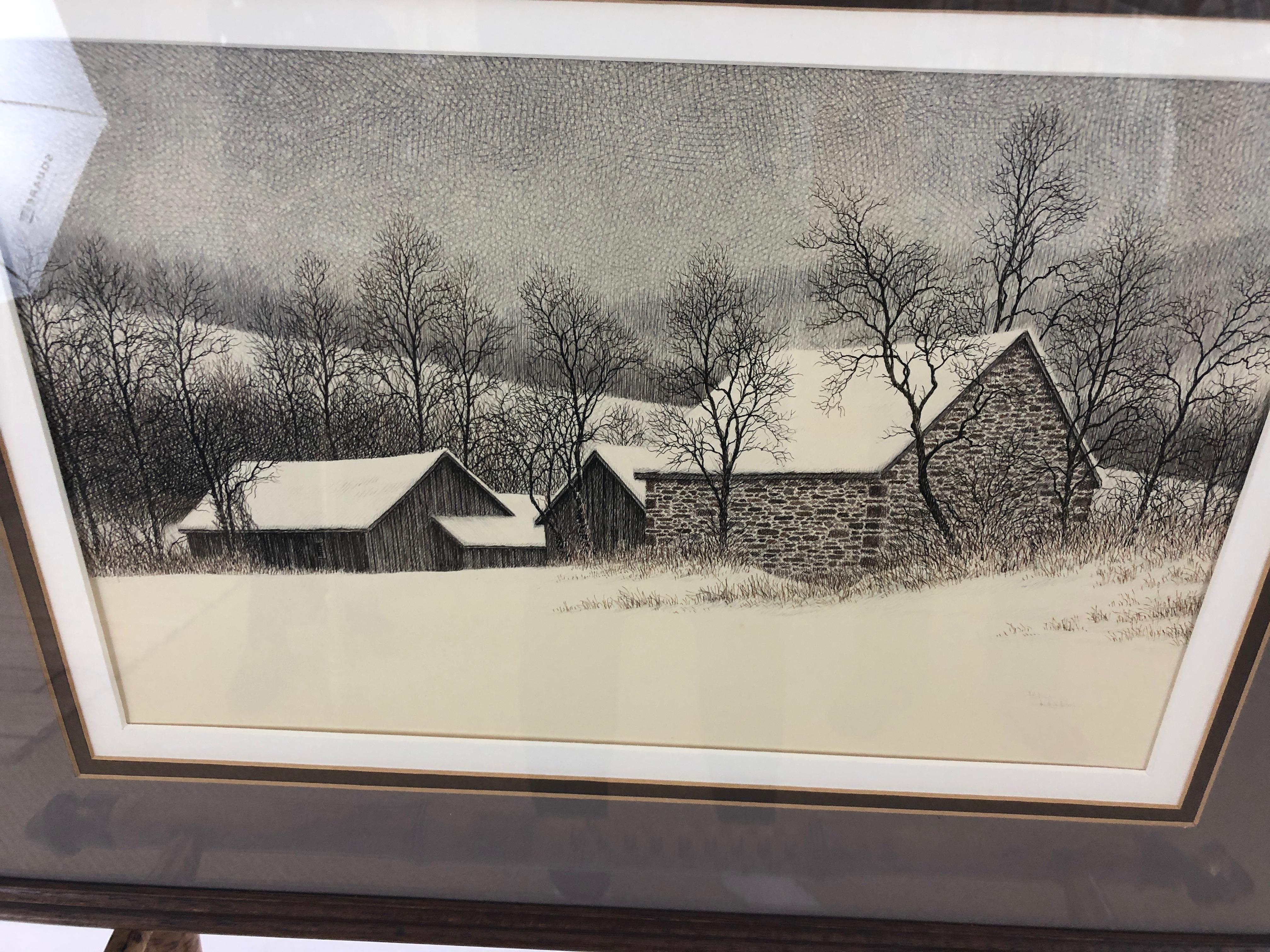 Late 20th Century Peter Keating Wintry Original on Paper